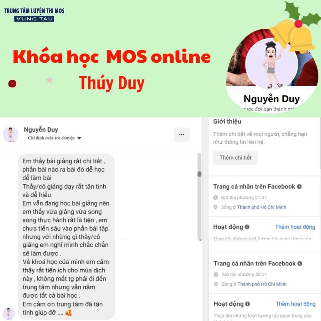 Cảm nhận của học viên tại tin học mos vũng tàu 50