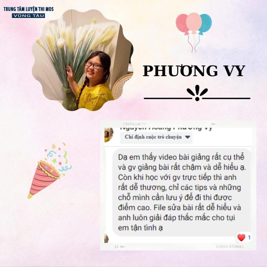 Cảm nhận của học viên tại tin học mos vũng tàu 57