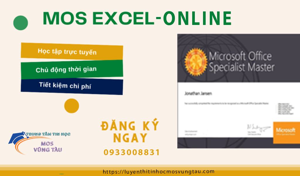 Luyện thi mos excel online trung tâm luyện thi chứng chỉ tin học quốc tế mos vũng tàu
